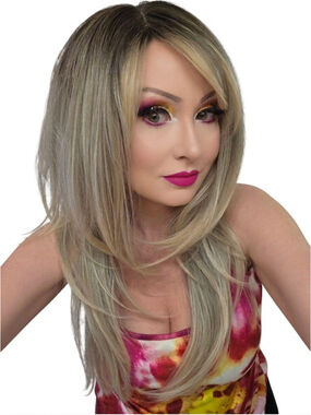Willow | 24" Ash Blonde Butterfly Cut Wig | Long Layered Full Cap with Bangs